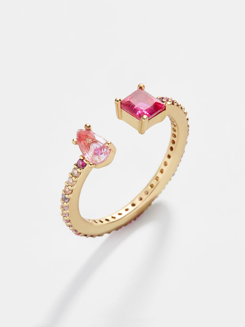 BaubleBar Akeelah Cubic Zirconia Ring - Pink Ombre - Pear and princess cut stones