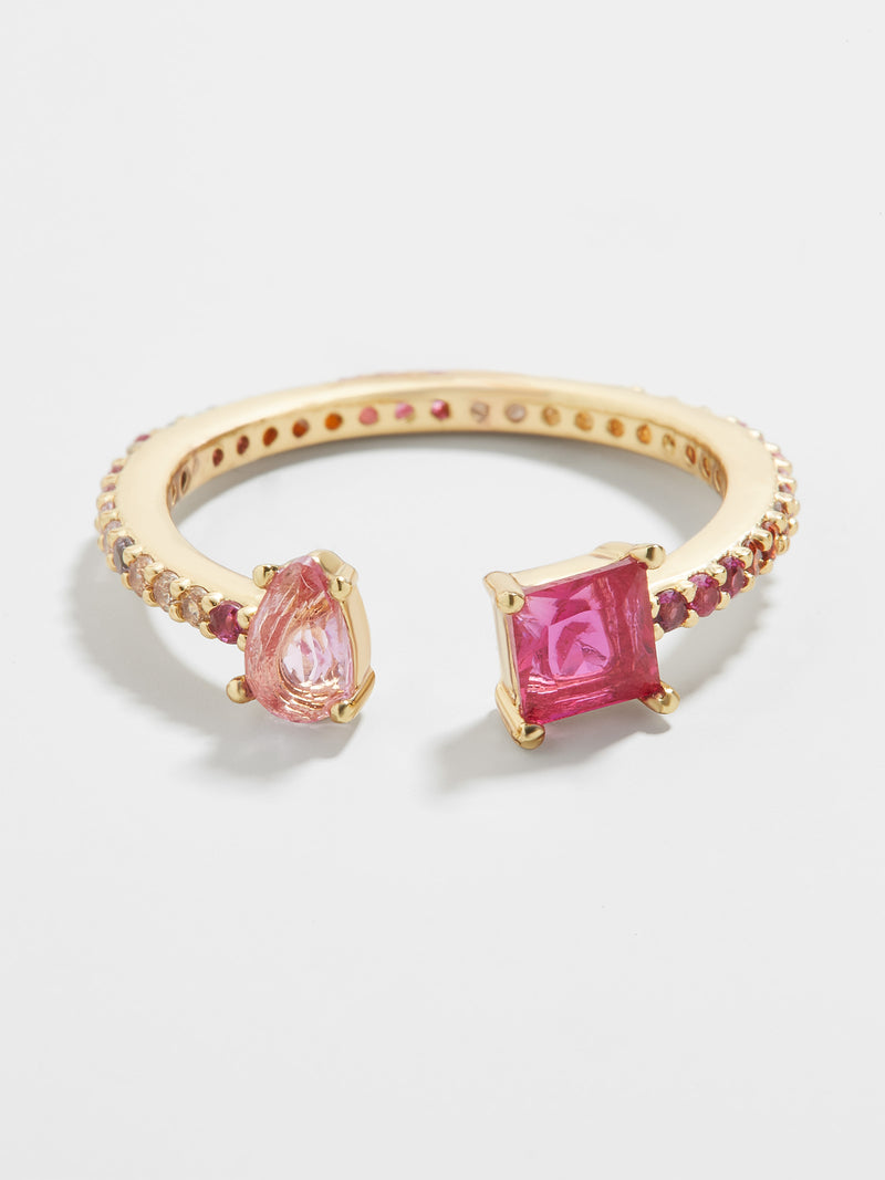 BaubleBar Akeelah Cubic Zirconia Ring - Pink Ombre - Pear and princess cut stones