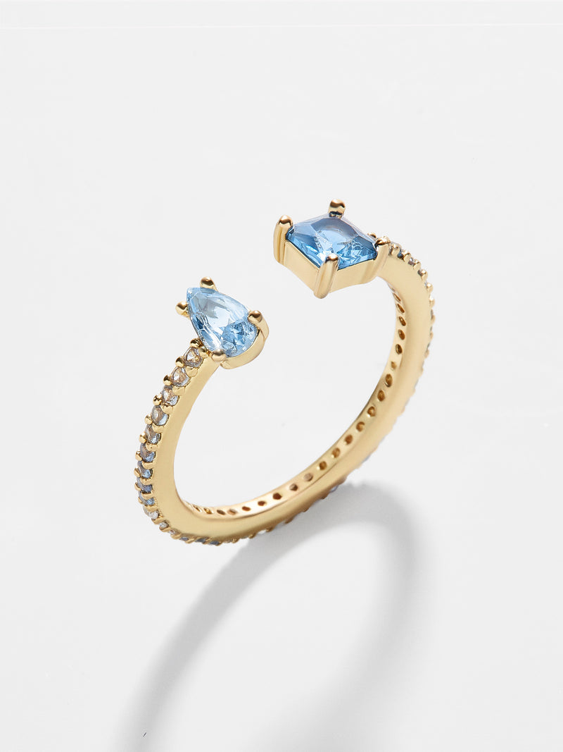 BaubleBar Akeelah Cubic Zirconia Ring - Blue - Pear and princess cut stones