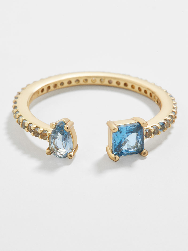 BaubleBar Akeelah Cubic Zirconia Ring - Blue - 
    Pear and princess cut stones
  
