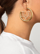 BaubleBar Los Angeles Chargers NFL Logo Gold Hoops - Los Angeles Chargers - Cyber Monday Ends Tonight: Enjoy 30% Off​