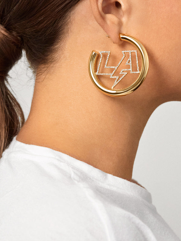 Los Angeles Chargers NFL Logo Gold Hoops - Los Angeles Chargers