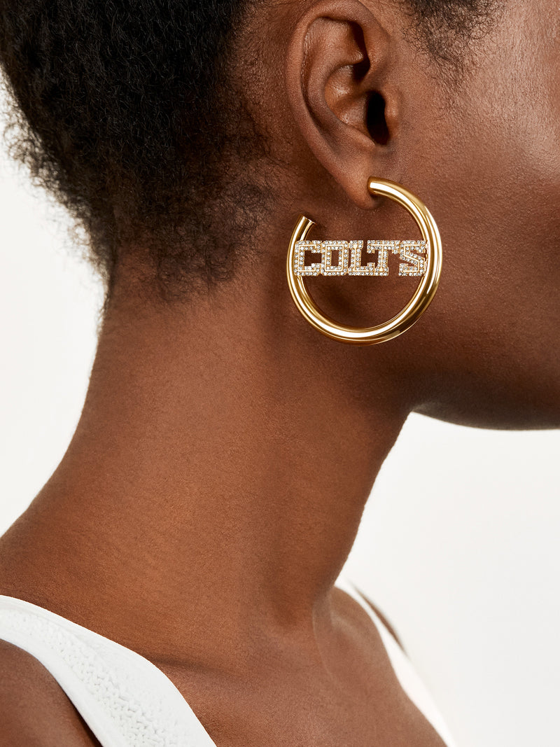 BaubleBar Indianapolis Colts NFL Logo Gold Hoops - Indianapolis Colts - Get Gifting: Enjoy 20% Off​