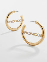 BaubleBar Denver Broncos NFL Logo Gold Hoops - Denver Broncos - NFL hoop earrings