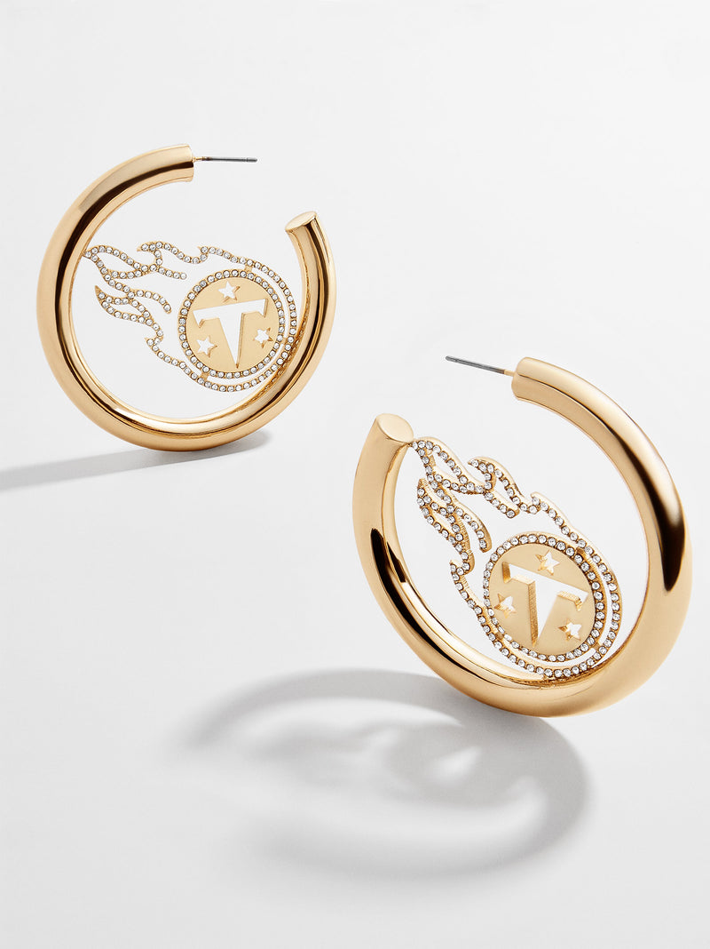 BaubleBar Tennessee Titans NFL Logo Gold Hoops - Tennessee Titans - NFL hoop earrings