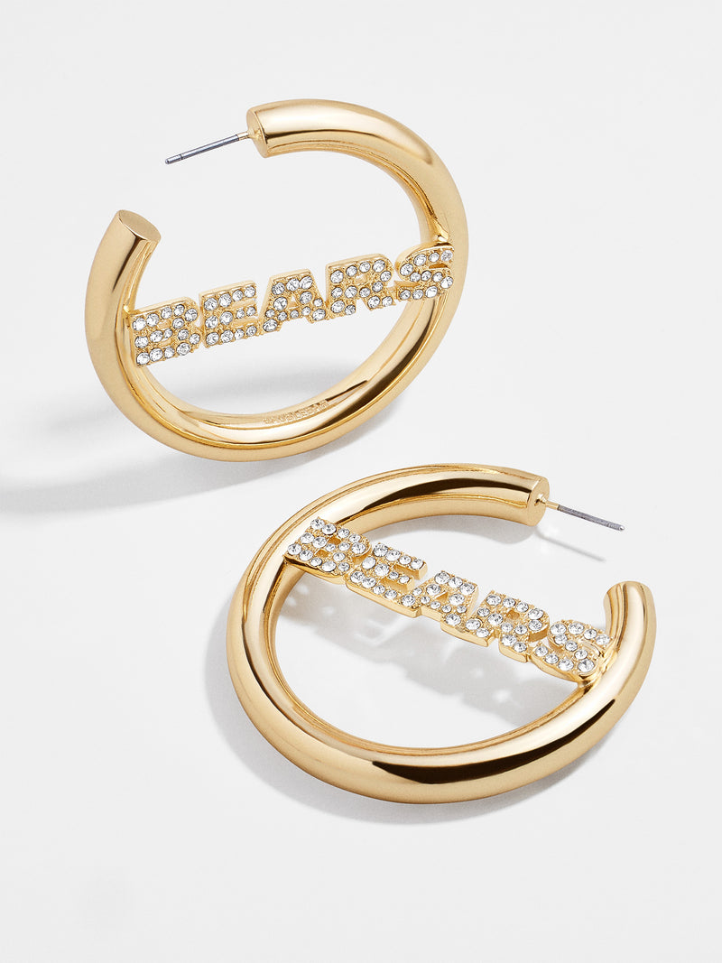 BaubleBar Chicago Bears NFL Logo Gold Hoops - Chicago Bears - NFL hoop earrings