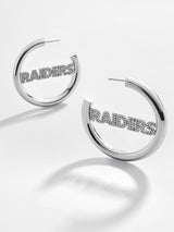 BaubleBar Las Vegas Raiders NFL Logo Silver Hoops - Las Vegas Raiders - 
    NFL hoop earrings
  
