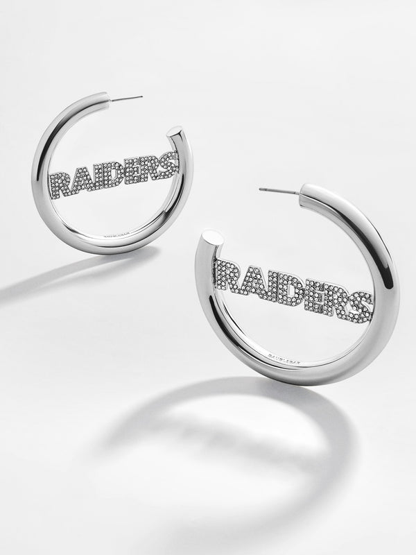 Las Vegas Raiders NFL Logo Silver Hoops - Las Vegas Raiders