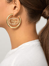BaubleBar San Francisco 49ers NFL Logo Gold Hoops - San Francisco 49ers - NFL hoop earrings
