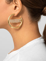 BaubleBar Green Bay Packers NFL Logo Gold Hoops - Green Bay Packers - NFL hoop earrings