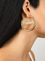 BaubleBar Pittsburgh Steelers NFL Logo Gold Hoop Earrings - Pittsburgh Steelers - NFL hoop earrings