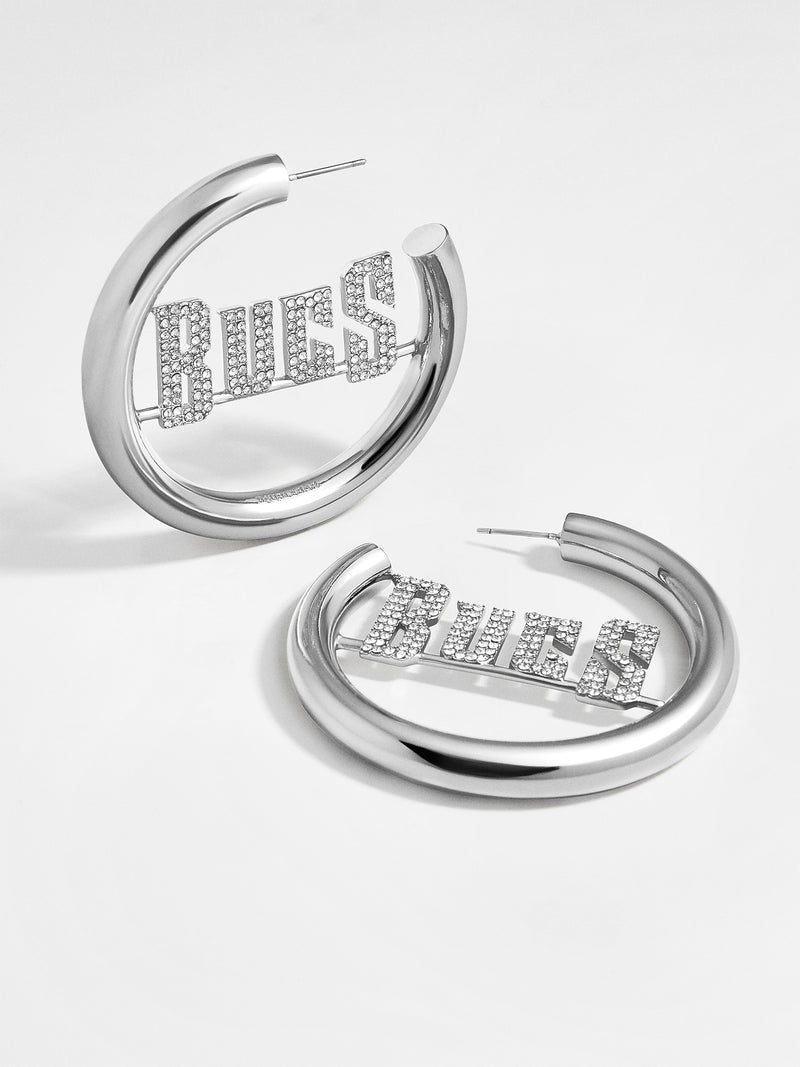 BaubleBar Tampa Bay Buccaneers NFL Logo Silver Hoops - NFL hoop earrings