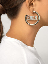 BaubleBar Tampa Bay Buccaneers NFL Logo Silver Hoops - NFL hoop earrings