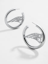 BaubleBar New England Patriots NFL Logo Silver Hoops - NFL hoop earrings