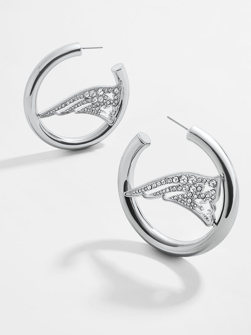 BaubleBar New England Patriots NFL Logo Silver Hoops - NFL hoop earrings