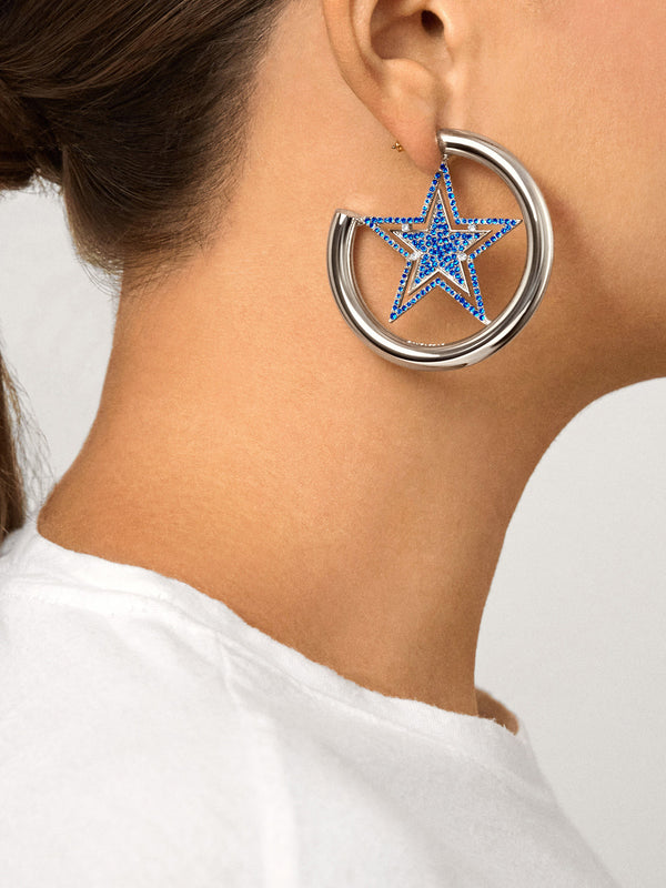 Dallas Cowboys NFL Logo Silver Hoops
