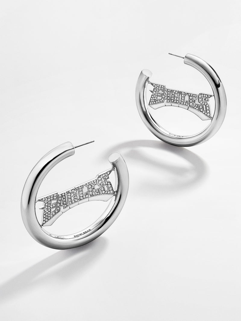 BaubleBar Philadelphia Eagles NFL Logo Silver Hoops - NFL hoop earrings
