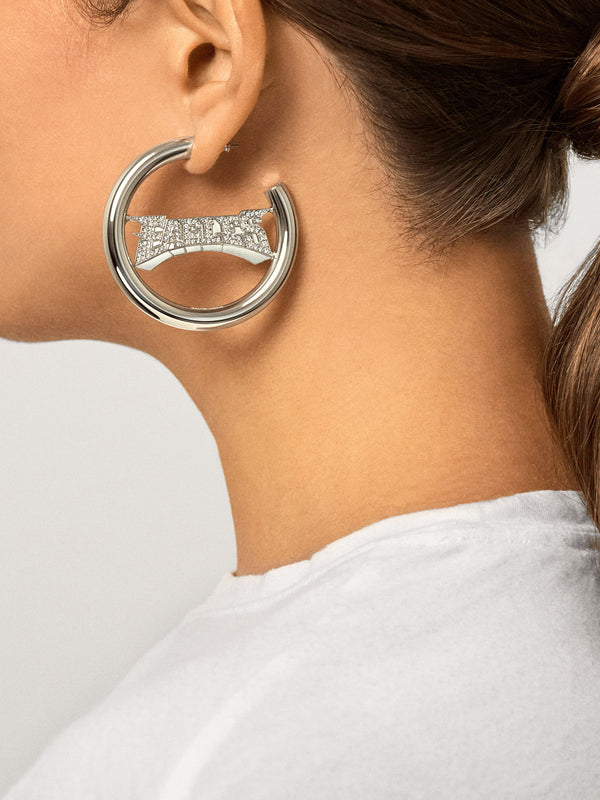 Philadelphia Eagles NFL Logo Silver Hoops