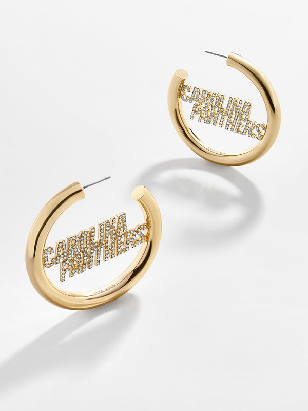 Carolina Panthers NFL Logo Gold Hoops - Carolina Panthers