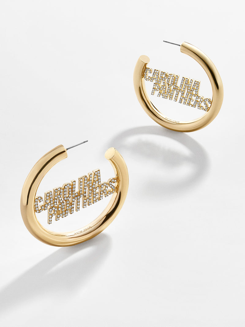 BaubleBar Carolina Panthers NFL Logo Gold Hoops - Carolina Panthers - NFL hoop earrings