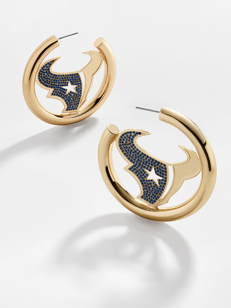 BaubleBar Houston Texans NFL Logo Gold Hoops - Houston Texans - NFL hoop earrings