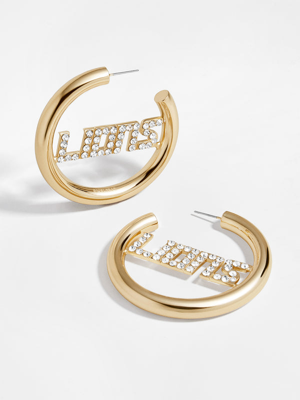 Detroit Lions NFL Logo Gold Hoops - Detroit Lions