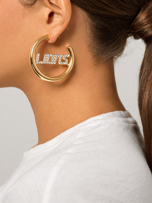 Detroit Lions NFL Logo Gold Hoops - Detroit Lions