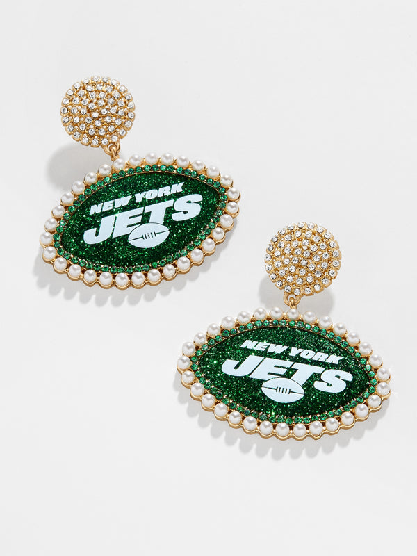 New York Jets NFL Statement Stud Drop Earrings - New York Jets