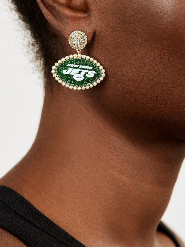 New York Jets NFL Statement Stud Drop Earrings - New York Jets