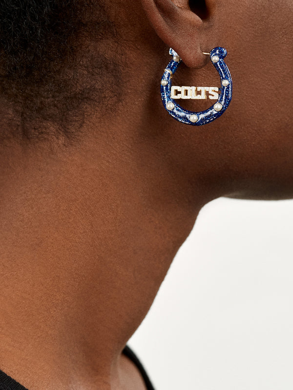 Indianapolis Colts NFL Horseshoe Hoop Earrings - Indianapolis Colts