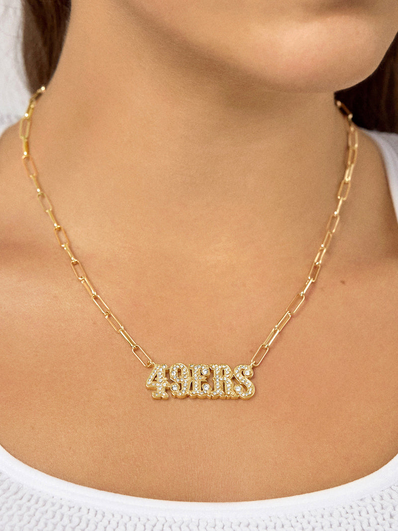 BaubleBar San Francisco 49ers NFL Gold Chain Necklace - San Francisco 49ers - NFL paperclip chain nameplate necklace
