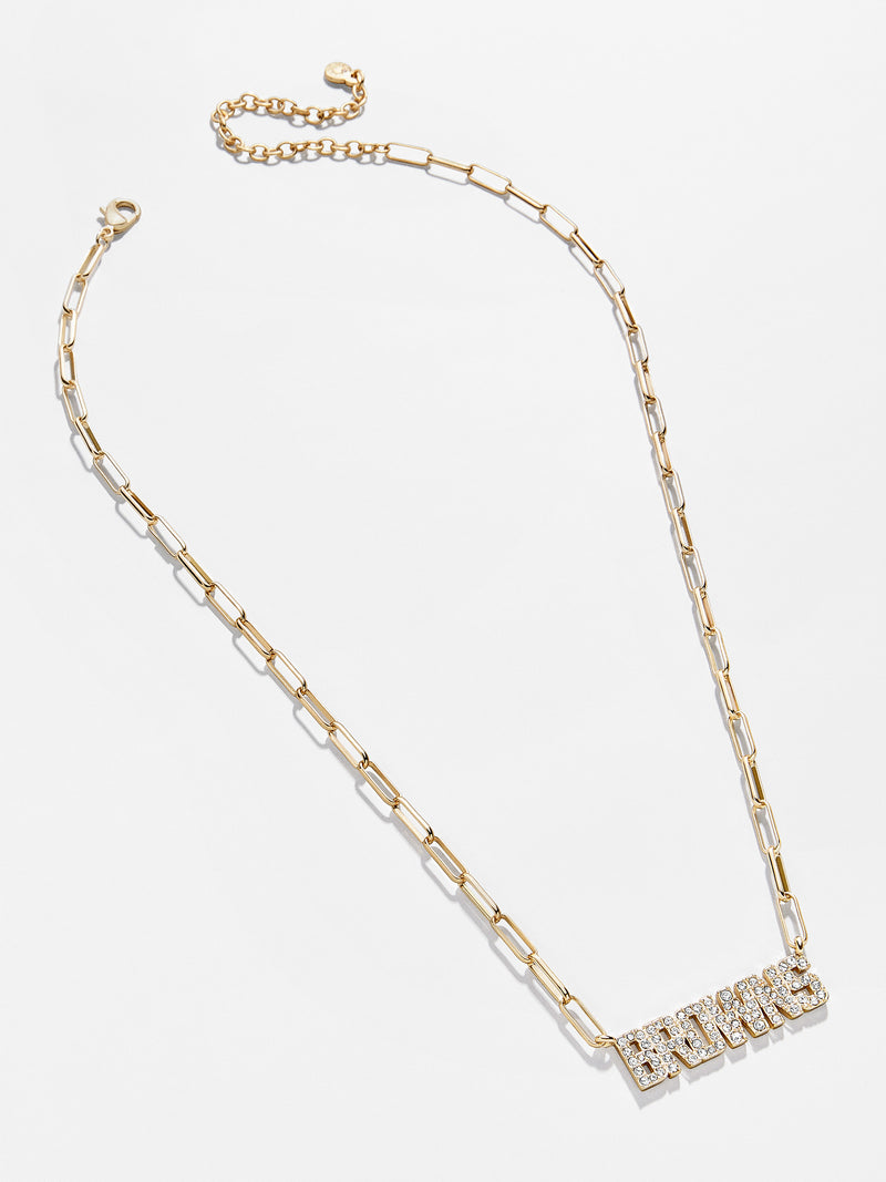 BaubleBar Cleveland Browns NFL Gold Chain Necklace - Cleveland Browns - NFL paperclip chain nameplate necklace