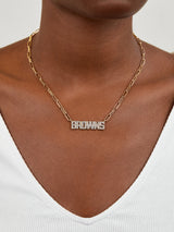 BaubleBar Cleveland Browns NFL Gold Chain Necklace - Cleveland Browns - NFL paperclip chain nameplate necklace