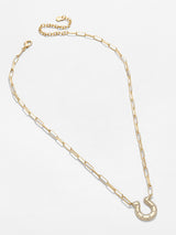 BaubleBar Indianapolis Colts Gold Chain Necklace - Indianapolis Colts - NFL paperclip chain nameplate necklace