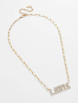 BaubleBar Detroit Lions NFL Gold Chain Necklace - Detroit Lions - NFL paperclip chain nameplate necklace
