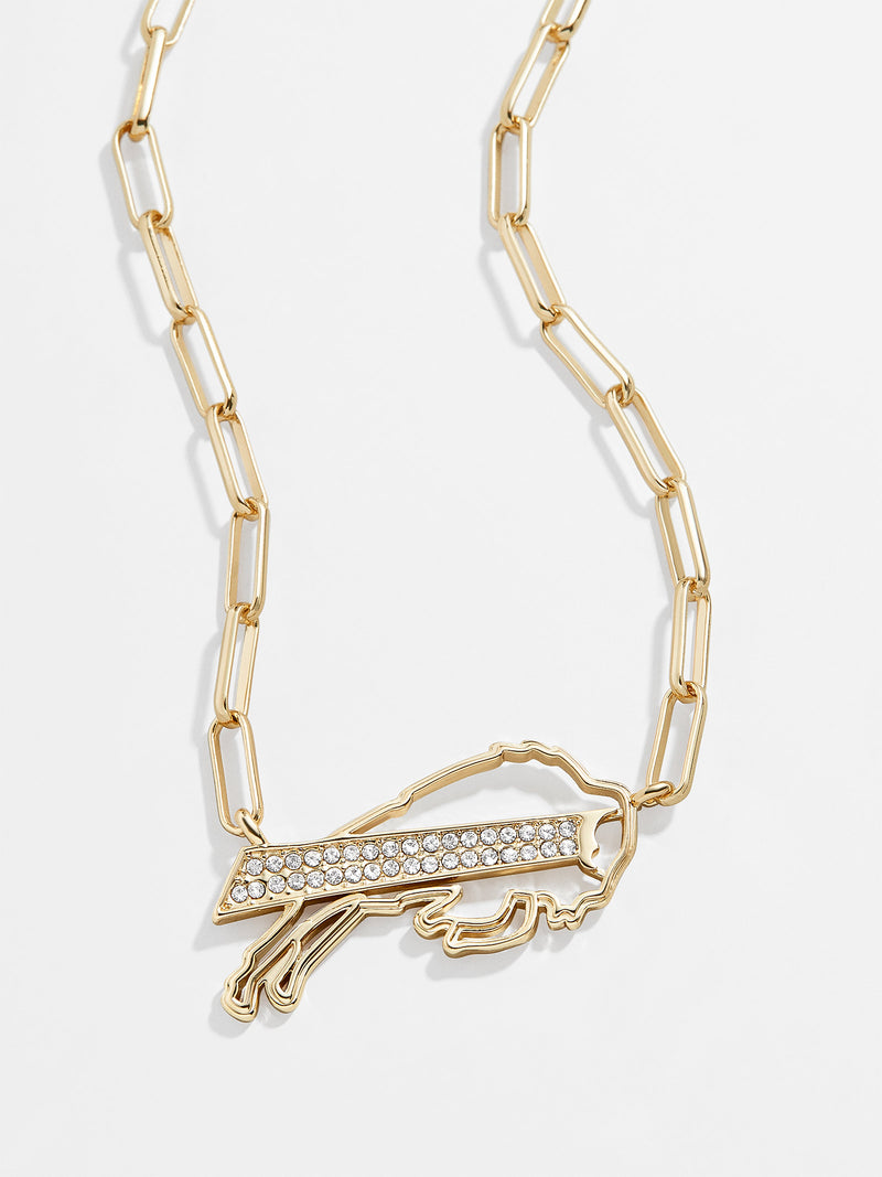 BaubleBar Buffalo Bills NFL Gold Chain Necklace - Buffalo Bills - NFL paperclip chain nameplate necklace