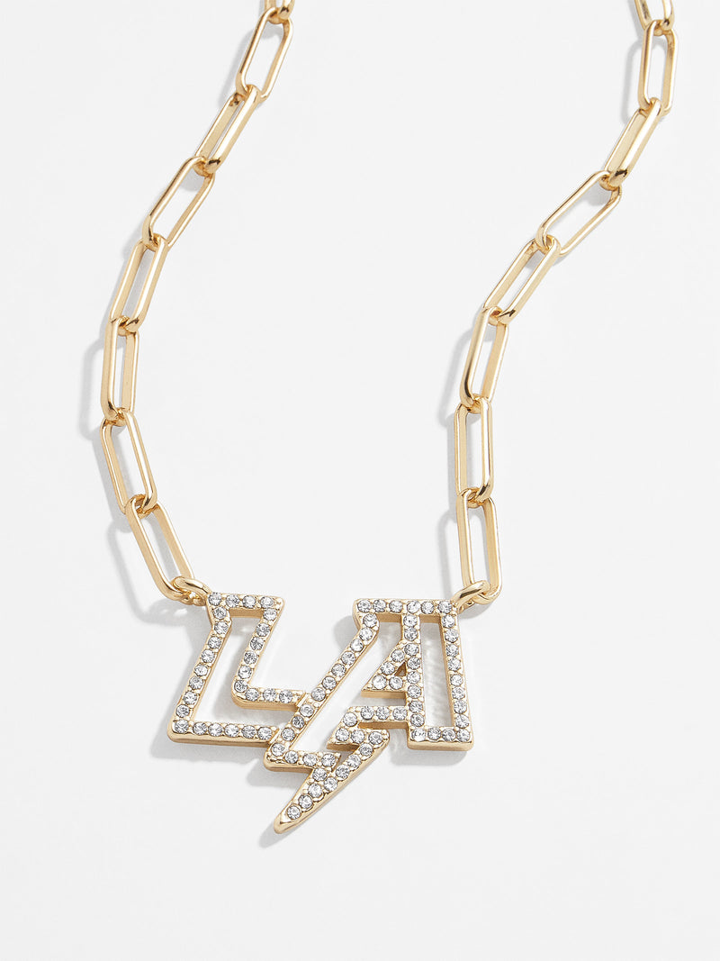 BaubleBar Los Angeles Chargers NFL Gold Chain Necklace - Los Angeles Chargers - NFL paperclip chain nameplate necklace