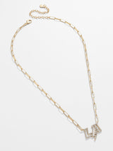 BaubleBar Los Angeles Chargers NFL Gold Chain Necklace - Los Angeles Chargers - NFL paperclip chain nameplate necklace
