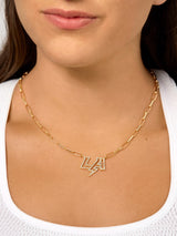 BaubleBar Los Angeles Chargers NFL Gold Chain Necklace - Los Angeles Chargers - NFL paperclip chain nameplate necklace