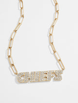 BaubleBar Kansas City Chiefs NFL Gold Chain Necklace - Kansas City Chiefs - NFL paperclip chain nameplate necklace