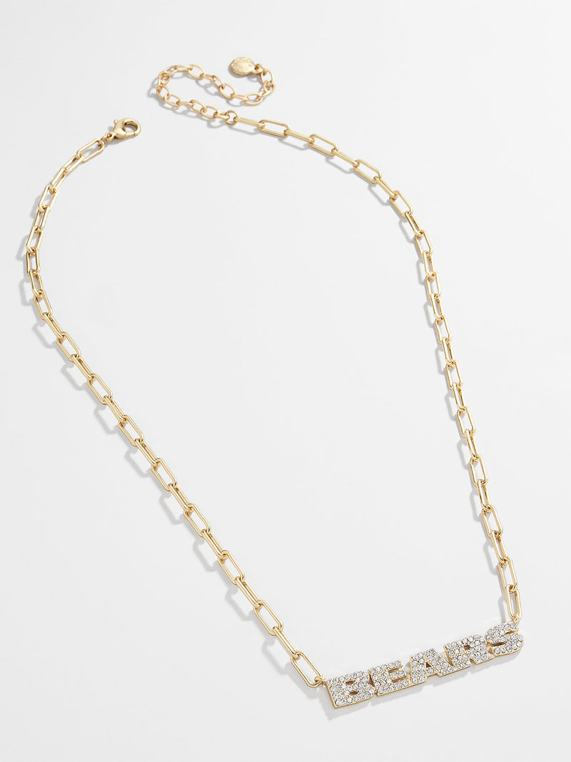 BaubleBar Chicago Bears NFL Gold Chain Necklace - Chicago Bears - NFL paperclip chain nameplate necklace