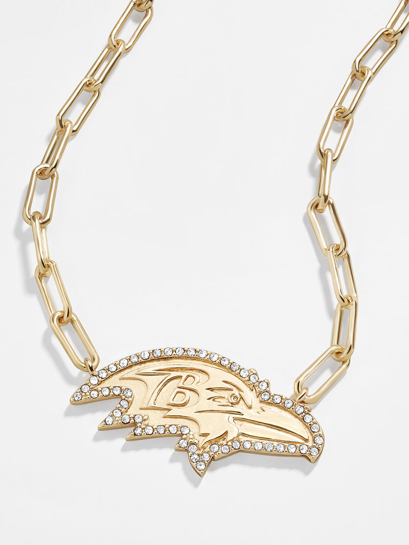 BaubleBar Baltimore Ravens NFL Gold Chain Necklace - Baltimore Ravens - NFL paperclip chain nameplate necklace