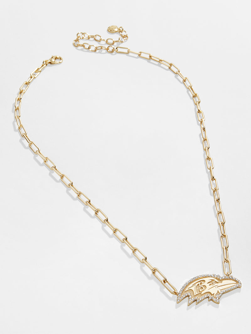 BaubleBar Baltimore Ravens NFL Gold Chain Necklace - Baltimore Ravens - NFL paperclip chain nameplate necklace