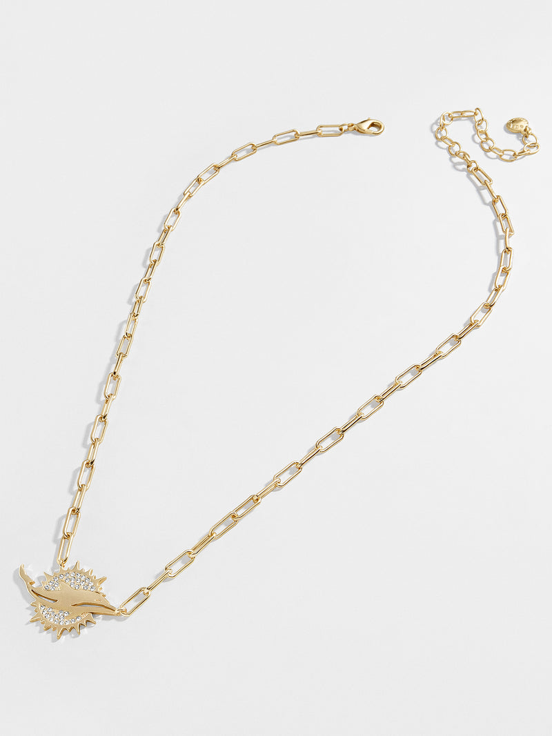 BaubleBar Miami Dolphins NFL Gold Chain Necklace - Miami Dolphins - NFL paperclip chain nameplate necklace