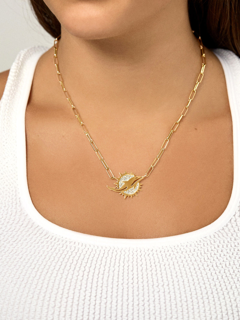 BaubleBar Miami Dolphins NFL Gold Chain Necklace - Miami Dolphins - NFL paperclip chain nameplate necklace