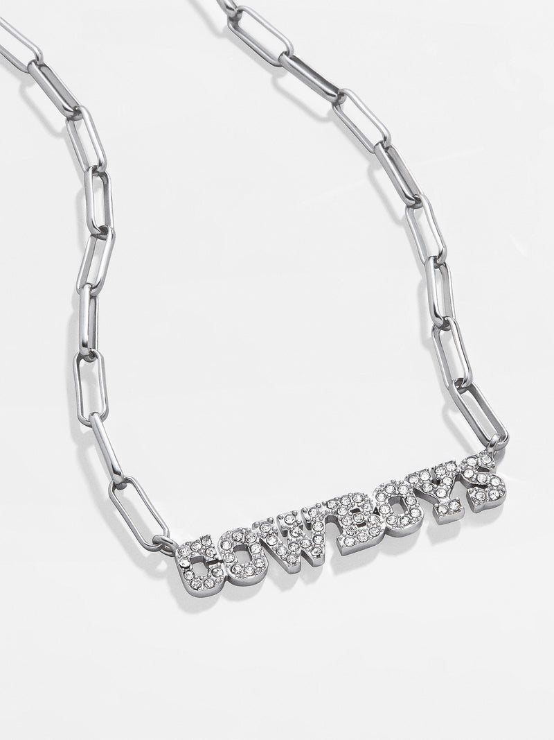 BaubleBar Dallas Cowboys NFL Silver Chain Necklace - NFL paperclip chain nameplate necklace