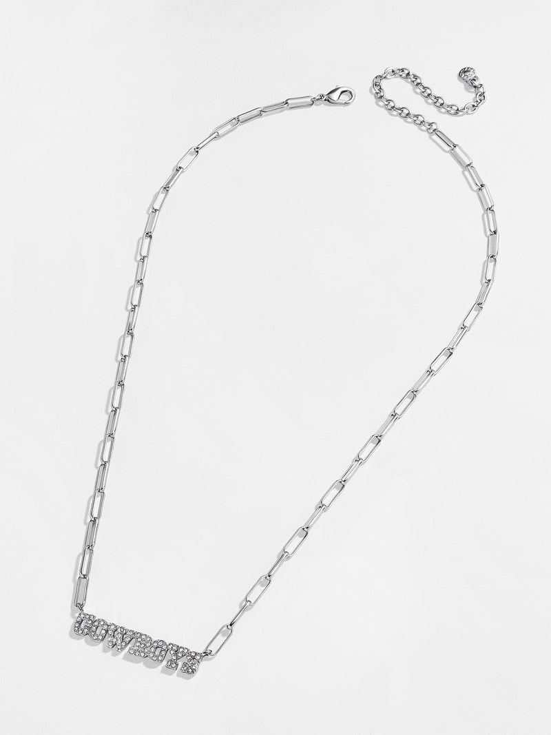 BaubleBar Dallas Cowboys NFL Silver Chain Necklace - NFL paperclip chain nameplate necklace