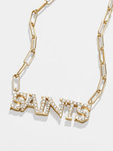 BaubleBar New Orleans Saints NFL Gold Chain Necklace - New Orleans Saints - NFL paperclip chain nameplate necklace