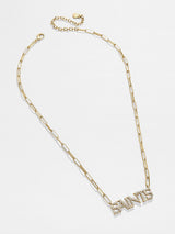 BaubleBar New Orleans Saints NFL Gold Chain Necklace - New Orleans Saints - NFL paperclip chain nameplate necklace