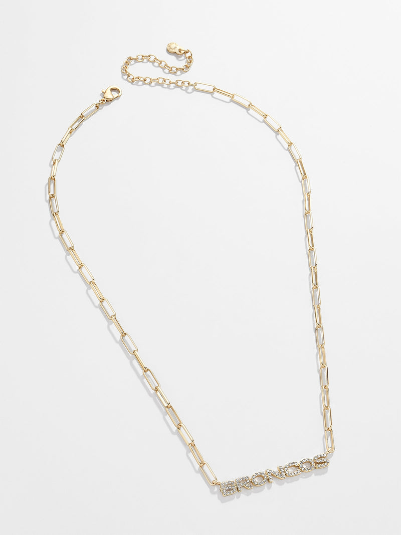 BaubleBar Denver Broncos NFL Gold Chain Necklace - Denver Broncos - NFL paperclip chain nameplate necklace